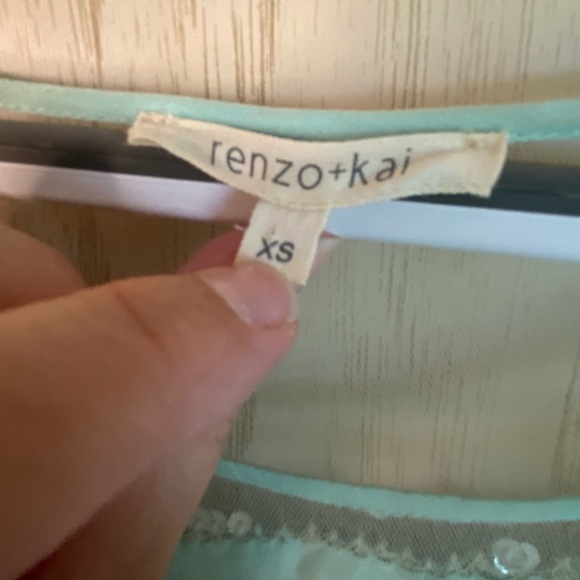 Renzo + Kai sequin mesh illusion tank size XS Mint Green - Picture 4 of 13